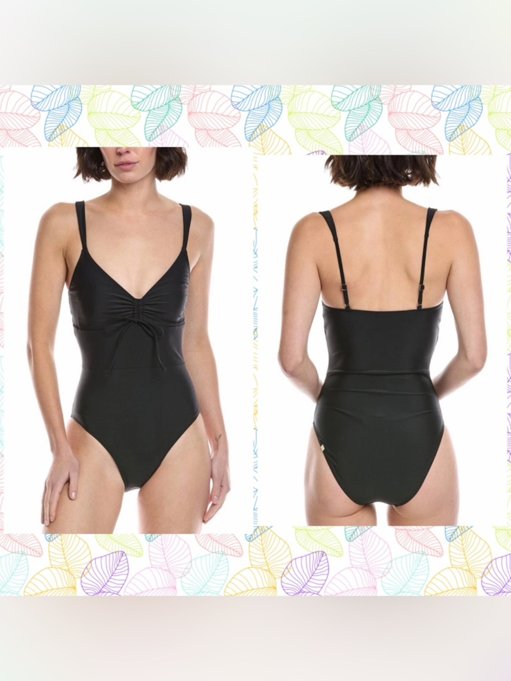 Summersalt The Cinched Black One Piece Flattering Moderate Coverage Swimsuit